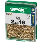 Spax Uni vrut zápust.hlava PZ/Z1, S-CUT plný závit, Yellox, 2,5 x 16 mm, 100 ks – Hledejceny.cz