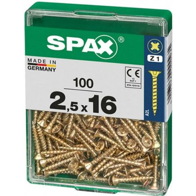 Spax Uni vrut zápust.hlava PZ/Z1, S-CUT plný závit, Yellox, 2,5 x 16 mm, 100 ks – Hledejceny.cz