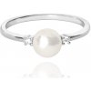 Prsteny Minet Stříbrný prsten s perlou a bílými zirkony JMAS7034SR