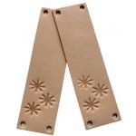 Kreatinka/CEDULKA KOŽENÁ SRDCE 70x12mm Barva: Přírodní, vzor: Hvězdičky – Sleviste.cz