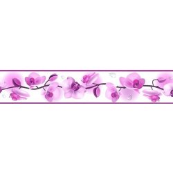 IMPOL TRADE D 58-030-4 Samolepící bordura květy orchidejí fialové, rozměr 5 m x 5,8 cm