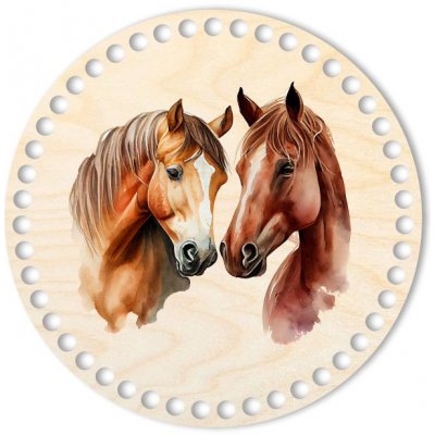 Dřevěný svět online Dno/víko - kruh 20 cm, Dva koně