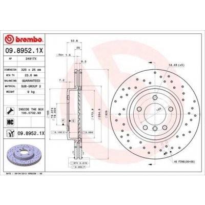 BREMBO Brzdový kotouč XTRA LINE - 325 mm BRE 09.8952.1X – Sleviste.cz