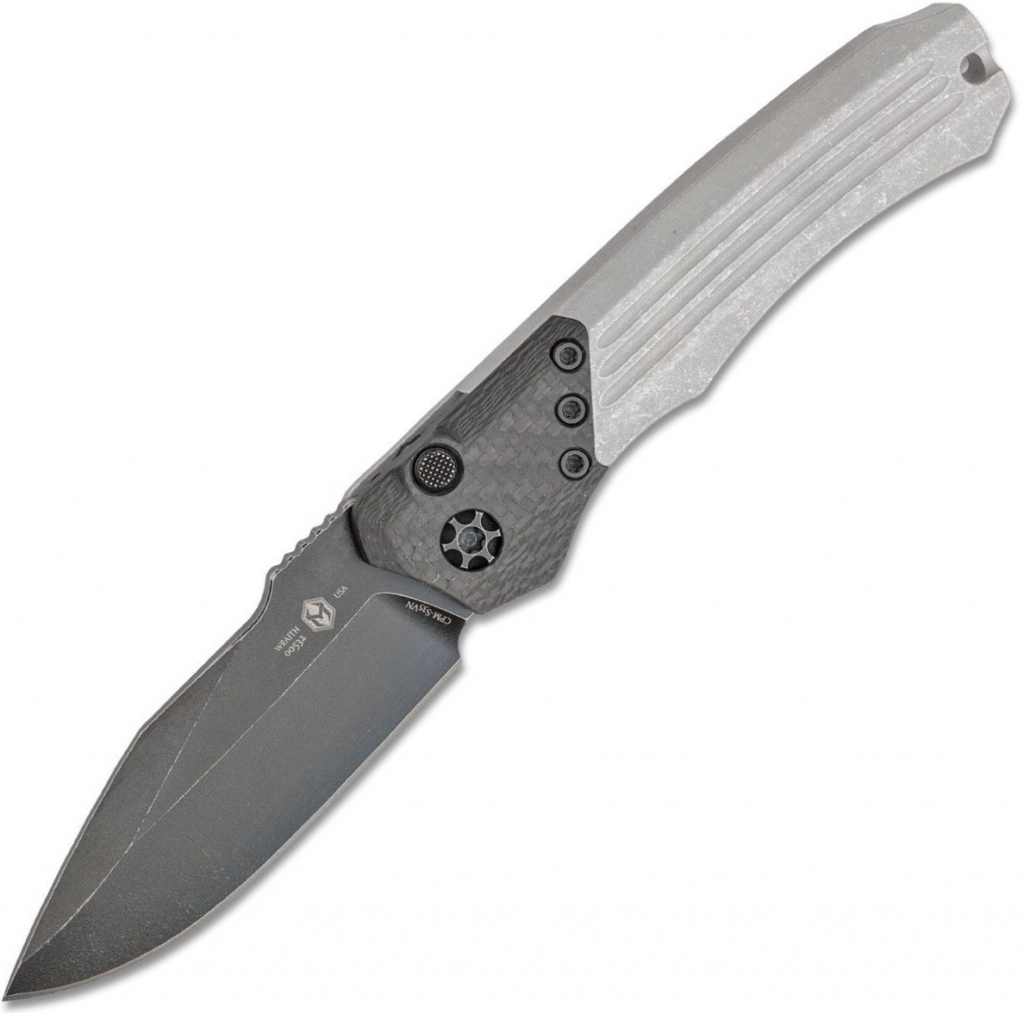 Heretic Knives Wraith AUTO S35VN Blizzard-Worn H000-8A-BLIZZARD