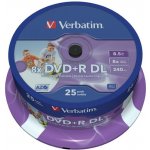 Verbatim DVD+R 8,5GB 8x, Double Layer, AZO, printable, cakebox, 25ks (43667) – Zboží Živě