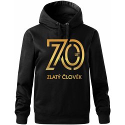 70 let zlatý člověk Oversized mikina dámská Moon kratší + širší Černá