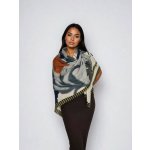 Classic Scarf Velký čtvercový šátek s květy a listy v tlumených barvách v modtém tónu – Zboží Mobilmania