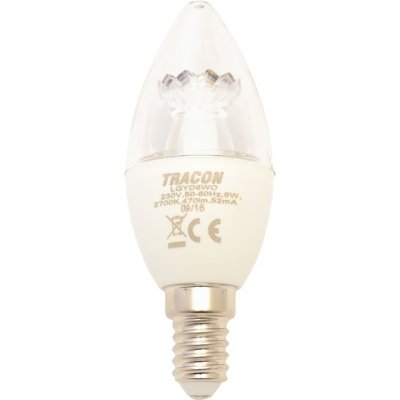 Tracon electric LED žárovka svíčka E14 6W stmívatelná teplá bílá