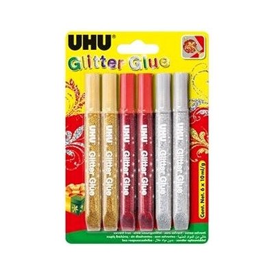 UHU Sada gelových lepidel Glitter Glue 6 x 10 ml