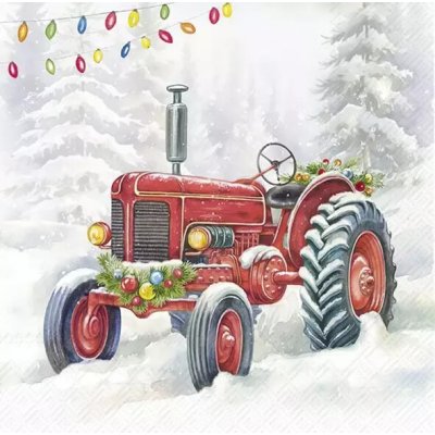 IHR Ideal Home Range Ubrousek 33x33cm Traktor ve sněhu červený a zelený – Sleviste.cz