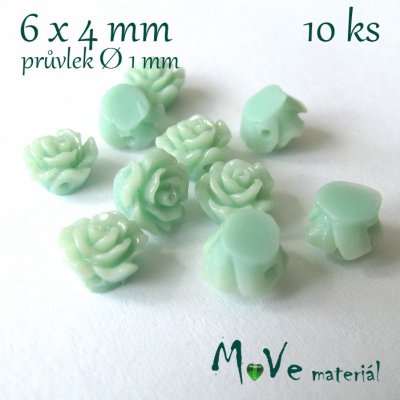 Resinový korálek KVĚT 6x4mm, 10ks, mátový – Zboží Mobilmania