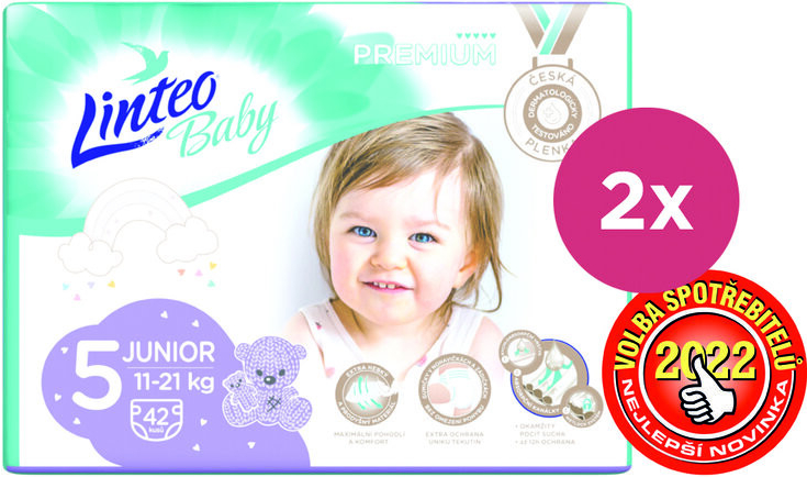 LINTEO BABY Premium 5 JUNIOR 11-21 kg 2 x 42 ks