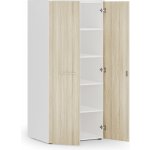 Primo Kancelářská policová skříň s dveřmi, 800 x 600 x 1781 mm, bílá / dub přírodní – Hledejceny.cz