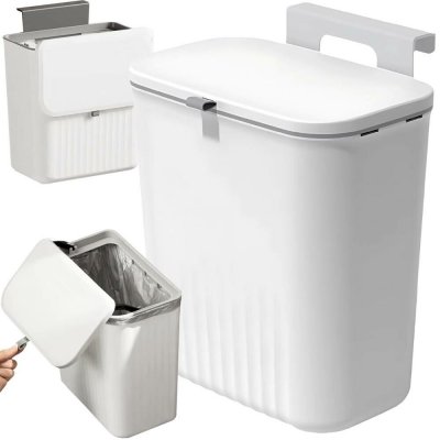 Verk 27571 Závěsný odpadkový koš s víkem 9 L, bílý – Zboží Mobilmania