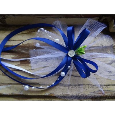 Mašle svatební z bílého tylu / modrá 415 – Zbozi.Blesk.cz