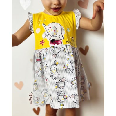 Miniworld Letní šaty pro miminka Cute Elephants žluté