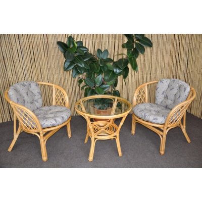 Ratanová sedací souprava Bahama malá medová polstry levandule – Zboží Dáma