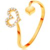 Prsteny Šperky Eshop Zlatý prsten zvlněná ramena ukončená obrysem srdce a plným srdíčkem S3GG154.42