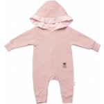 Baby Nellys Teplákový overal s kapucí a volánkem New Bunny pudrová – Hledejceny.cz