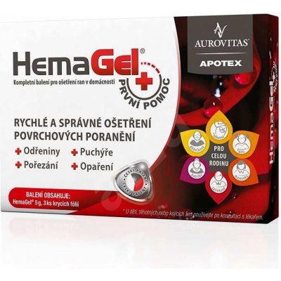 Hemagel PRVNÍ POMOC 5 g+3 ks krycí fólie – Zboží Mobilmania