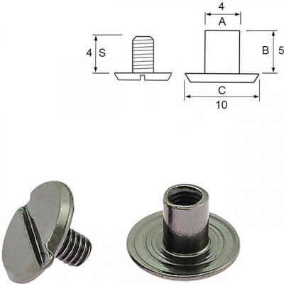Nýt šroubovací 5 mm, Ø 4 mm černý nikl Počet: 1 ks – Zboží Mobilmania