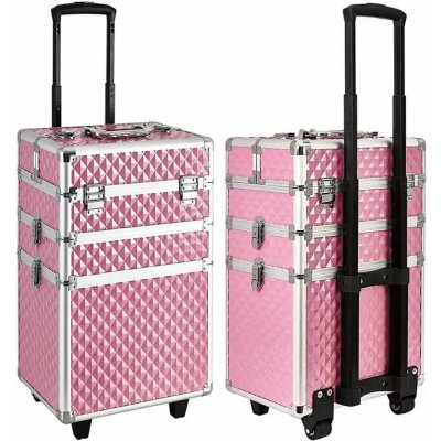 APT CA19C Třídílný kosmetický kufřík na kolečkách růžová – Zboží Mobilmania