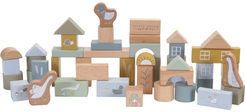 Little Dutch Building Blocks kostky ze dřeva Blue 50 ks