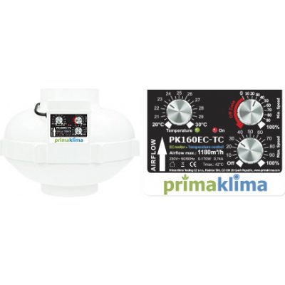 Ventilátor Prima Klima 160mm, 1180 m3/h - regulace teploty a min. otáček, EC motor – Zboží Mobilmania