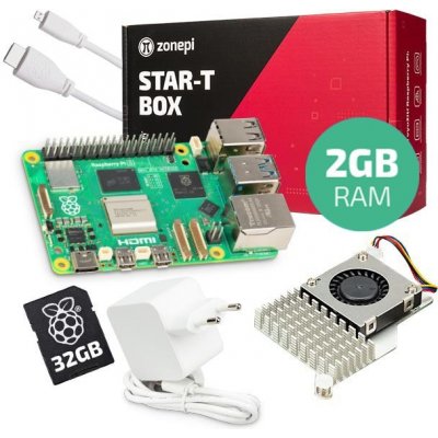 Zonepi Oficiální sada s Raspberry Pi 5 2GB RAM + chladič + 32GB microSD + příslušenství 537841 – Hledejceny.cz