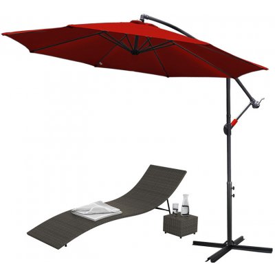 Jiubiaz 3,5m slunečník UV40+ Camping Pendulum Umbrella Pavilion Garden Umbrella Červená