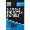 Rybářská karabinka a obratlík Preston Inovations Obratlík Diamond Eye Match Swivels vel.12 20ks