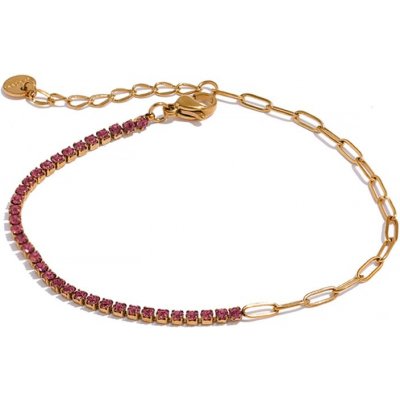 Grace Jewellery Elegantní náramek se zirkony chirurgická ocel BN-10-1306A-3 Růžová