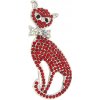 Brož Biju brož kočička s mašlí a broušenými kamínky červená 9001686-4