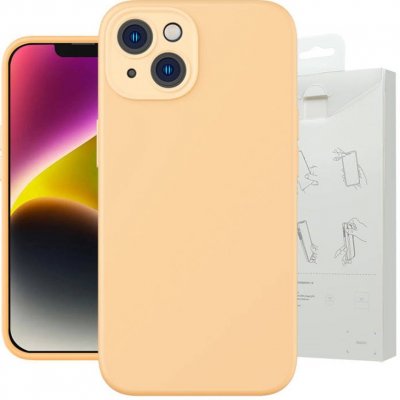 Pouzdro Baseus Liquid Silica Gel Case iPhone 14 Pro Sunglow + tvrzené sklo + čisticí sada – Zboží Mobilmania