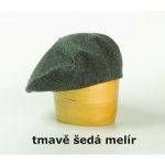 Vlněný baret jednobarevný 10 5 tm.šedý melír – Hledejceny.cz