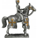 MystiCalls Cínový vojáček středověký rytíř s koněm na erbu 105mm – Sleviste.cz