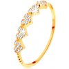 Prsteny Šperky Eshop Prsten ve žlutém zlatě malá blýskavá srdíčka kuličky na ramenech S3GG155.66