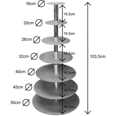 Martellato Stojan na dorty kovový, kulatý (9 pater) 16-20-26-32-40-45-50-55-60cm