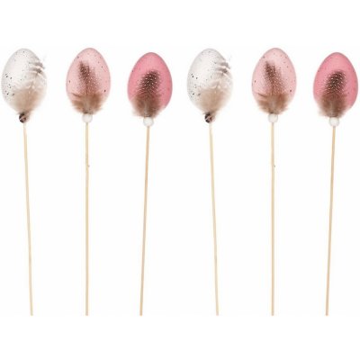 Vajíčko plastové zápich, s pírkem, 6cm Cena za sáček 6ks VEL7004 PINK – Zboží Dáma