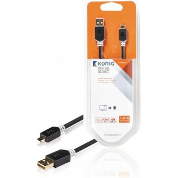 König KNC60500E10 USB 2.0, zástrčka A – zástrčka Micro B, 1m, šedý