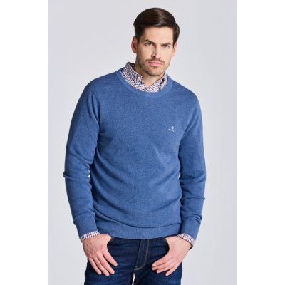 Gant Cotton Pique C-neck modrá – Zboží Mobilmania