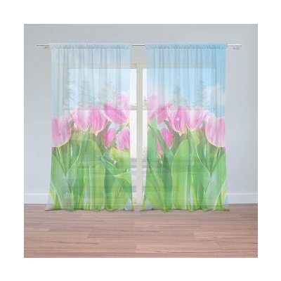 Sablio Záclony Růžové tulipány: 2ks 150x250cm – Hledejceny.cz