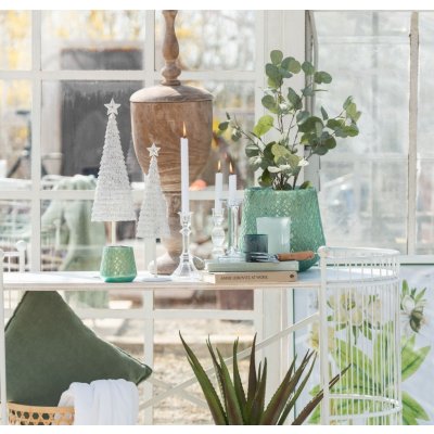 Dekorace bílý antik drátěný vánoční stromeček Tree Ø 10*40 cm J-Line by Jolipa – Hledejceny.cz