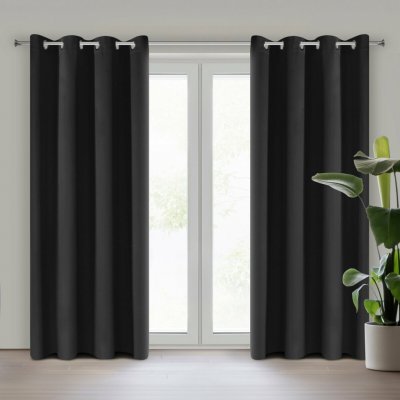 EUROFIRANY ZÁVĚS NA KOUŽKÁCH NERISA 140X250 CM ČERNÁ – Zboží Dáma