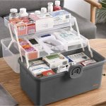 Ruhhy 24499 Organizér na léky 32 × 22,5 × 19 cm šedé – Zboží Dáma