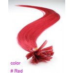 KERATIN 50 pramenů červená, 45cm, 100% lidské vlasy k prodloužení