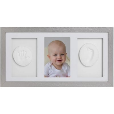 Tiny Memories Sada na otisky nožiček či ručiček, trojrámek - dárková sada pro miminko - stříbrná – Sleviste.cz