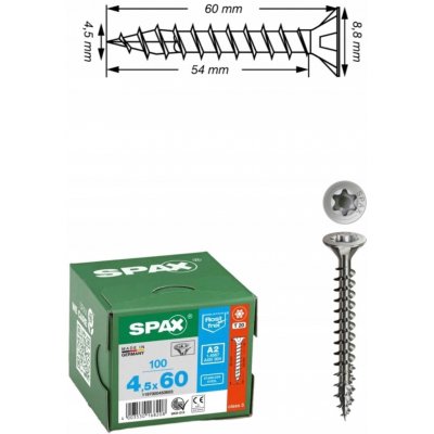 SPAX vruty 4,5x60mm T-STAR zápustná hlava, plný závit, pozink – Hledejceny.cz