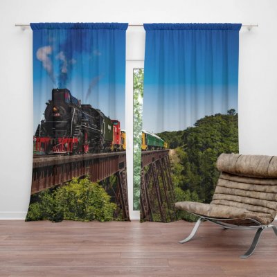 Sablio Závěs Vlak na mostě: 2ks 140x250cm – Hledejceny.cz