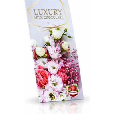 Selllot Mléčná čokoláda s jahodovým posypem Bíločervené květy 175 g – Sleviste.cz